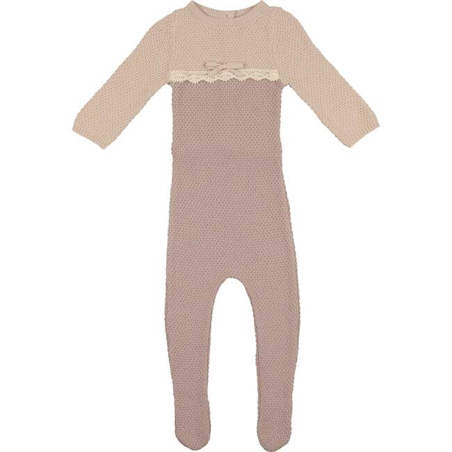 Cutie Color-Block Long Sleeve Footie, Mauve