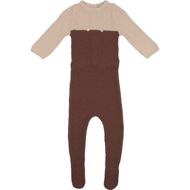 Cutie Color-Block Long Sleeve Footie, Mocha