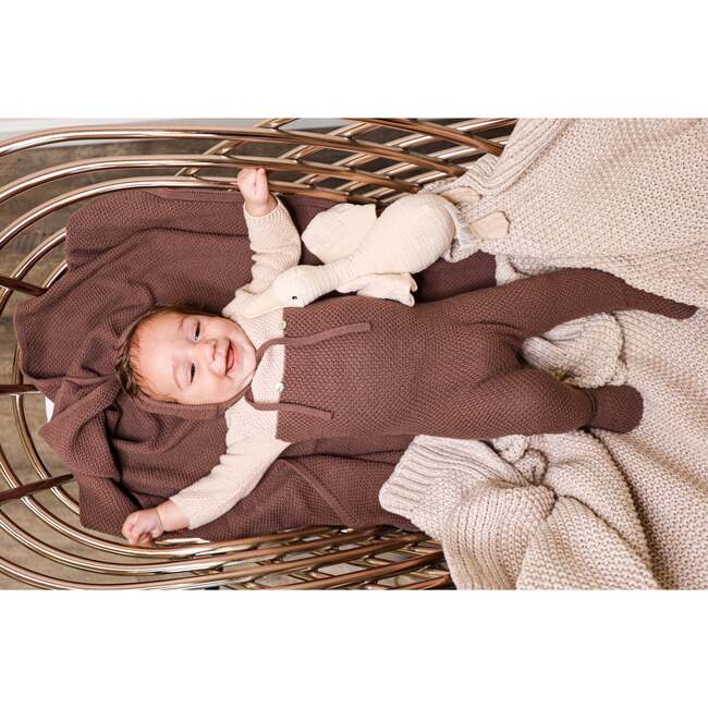 Cutie Color-Block Long Sleeve Footie, Mocha