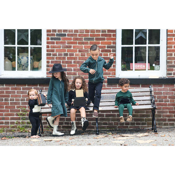 Couture Contrast Zip-Up with Fur Lined Hood, Forest Green & Black - Sweaters - 2