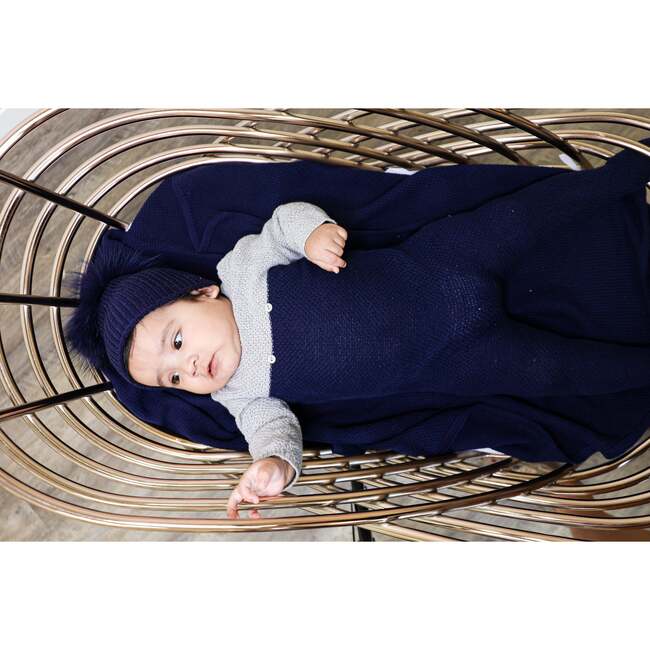 Cutie Color-Block Long Sleeve Footie, Navy