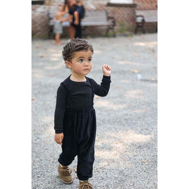 Corduroy Essentials Shoulder Strap Pant Overalls, Black