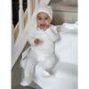 Boys Quilted Waffle Round Neck Long Sleeve Cross Buttoned Footie, Ivory - Footie Pajamas - 2 - thumbnail