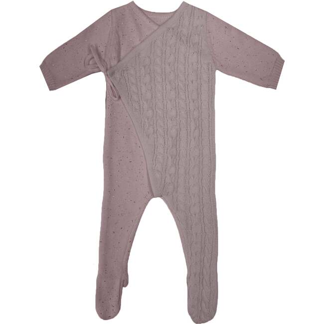 Cable Wrap Long Sleeve Footie, Pale Pink - Footie Pajamas - 1