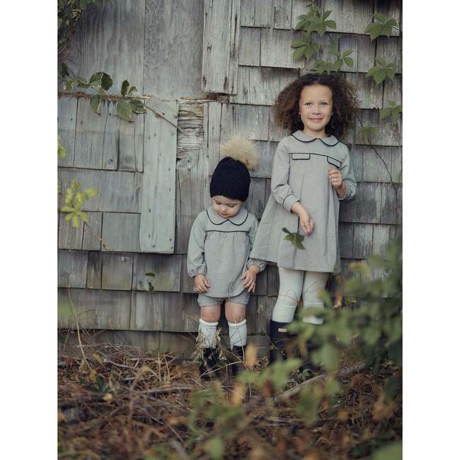 Baby Lurex Check Piped Peter Pan Collar Shirt & Short Set, Red