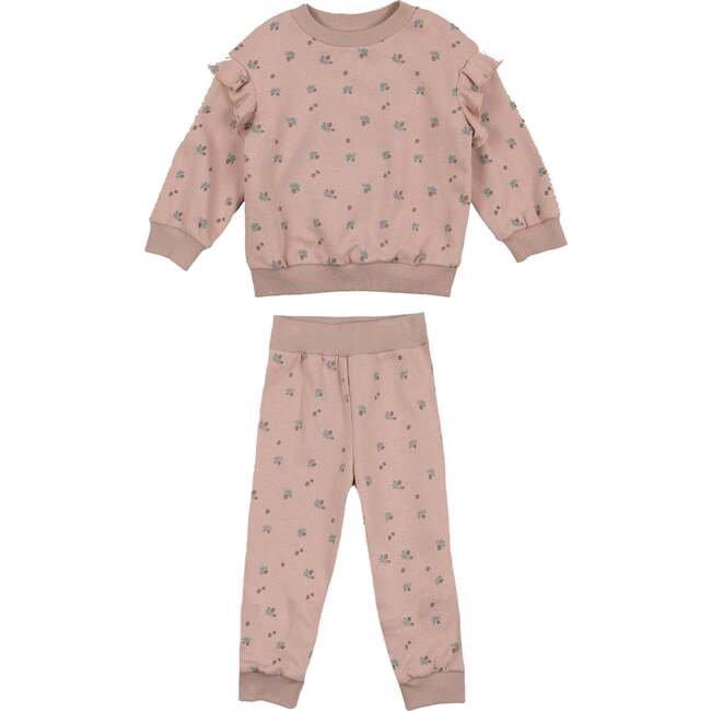 Baby Ruffle Pine Cone Loung 2-Piece Set, Mauve - Mixed Apparel Set - 1