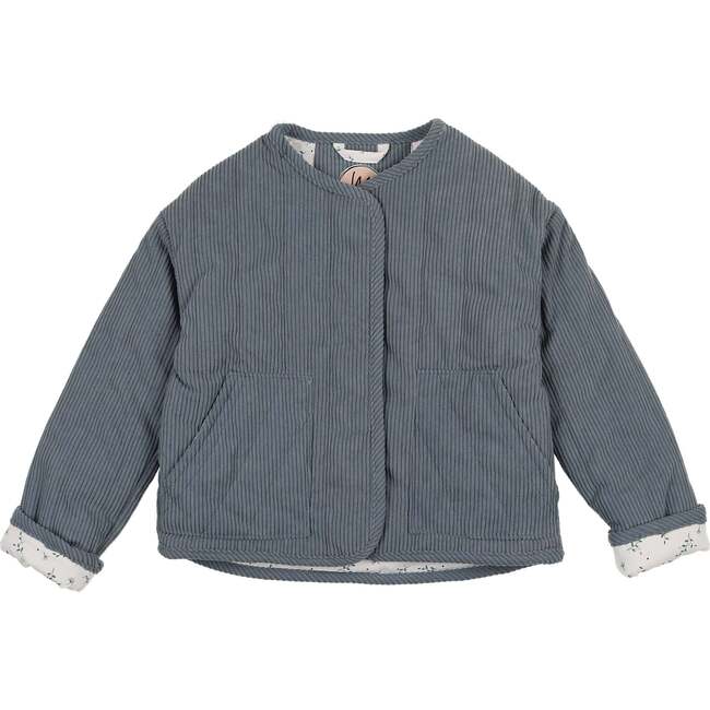 Quilted Corduroy Jacket, Blue - Coats - 1
