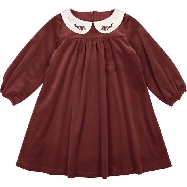 burgundy peter pan collar dress Hand Smocked Peter Pan Collar Short Sleeve Dress in Burgundy main image 0