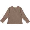 Asymmetrical Long Sleeve Henley Shirt, Beige - T-Shirts - 1 - thumbnail