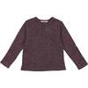 Asymmetrical Long Sleeve Henley Shirt, Burgundy - T-Shirts - 1 - thumbnail