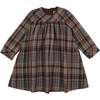 Sweet Plaid Long Sleeve Dress, Brown - Dresses - 1 - thumbnail