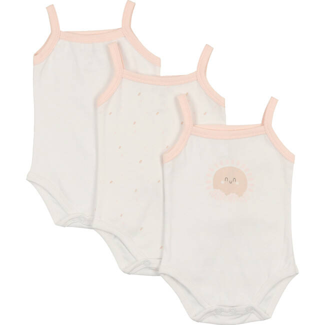 Feather Print Girls Onesie 3 Pack, White