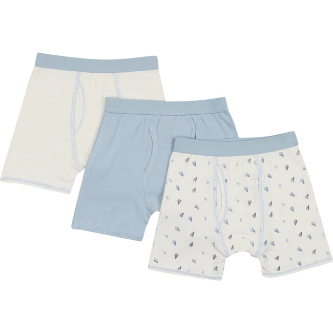 Boys Boxer Brief Blue 3pc Set, White