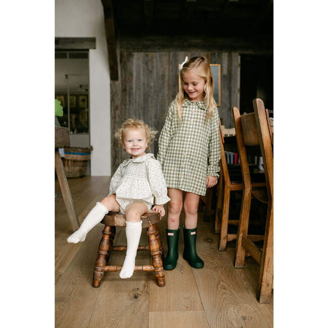 Goldie Long Sleeve Dress, Green Gingham - Dresses - 3