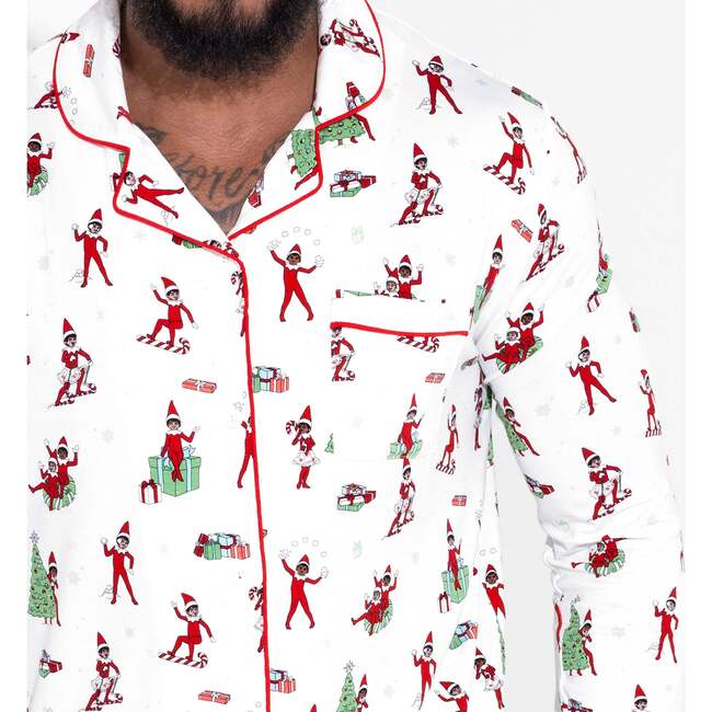 The Elf On The Shelf Bamboo Men's Pajama Set, White - Pajamas - 3