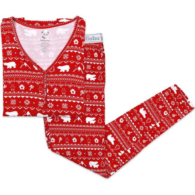 Polar Isle Red Bamboo Women's Pajama Set, Red