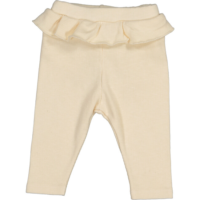Legging with ruffled waistband, Cream