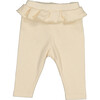 Legging with ruffled waistband, Cream - Leggings - 1 - thumbnail
