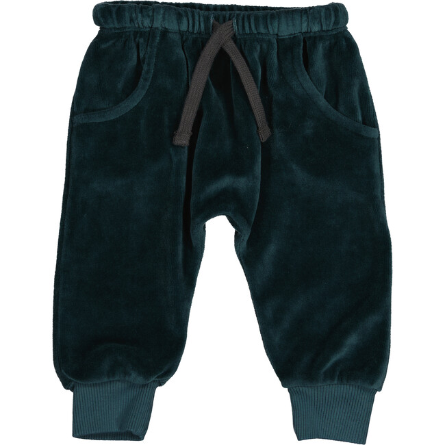 Velvet Sweatpants, Green - Sweatpants - 1