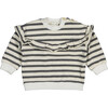 Long Sleeve Sweatshirt with Ruffled detail, Stripes - Sweatshirts - 1 - thumbnail