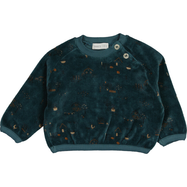 Velvet Sweatshirt, Farm Print