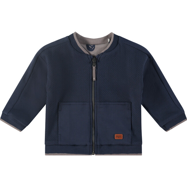 Reversible Guitar Print Zip Full Sleeve Sweatshirt, Indigo