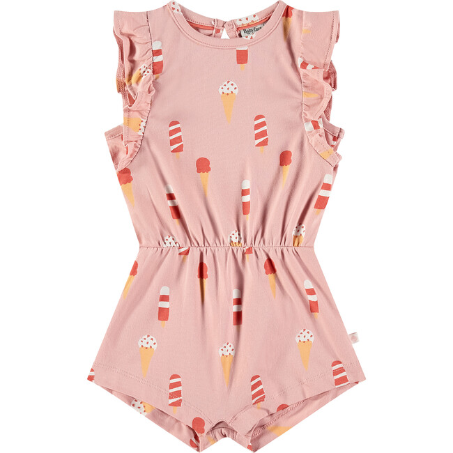 Icecream Print Sleeveless Romper, Pink