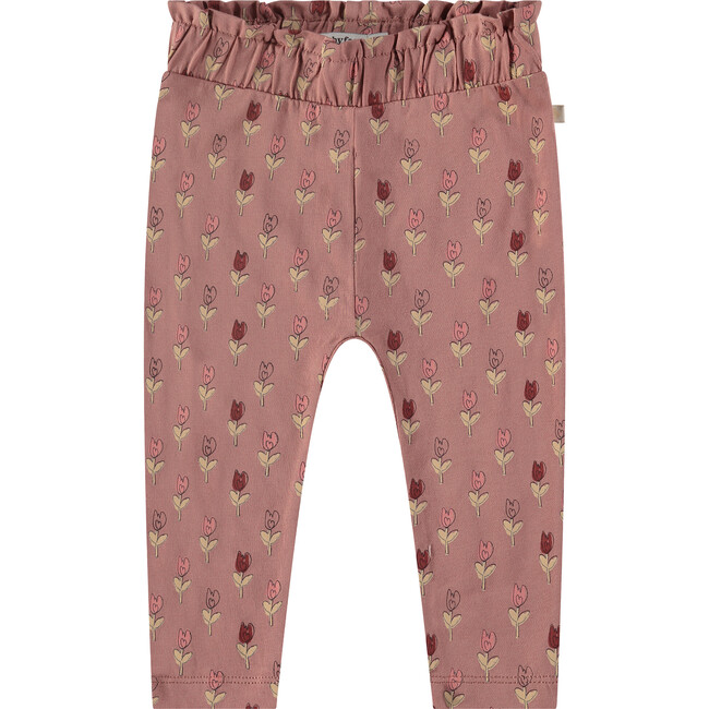 Floral Print Cuffed Waist Leggings, Pink Blossom