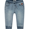 Cinched Cuffed Waist Denim Jogger, Grey Blue - Jeans - 1 - thumbnail