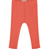 Baby Girl Ruffle Bottom Ribbed Leggings, Grapefruit Red - Leggings - 1 - thumbnail