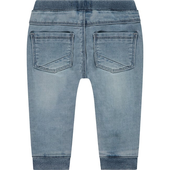 Cinched Cuffed Waist Denim Jogger, Grey Blue