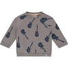 Baby Boy Guitar Print Sweatshirt, Elephant Grey - Sweatshirts - 1 - thumbnail