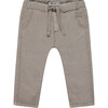 Baby Boy Straight Fit Drawstring Pants, Khaki - Pants - 1 - thumbnail