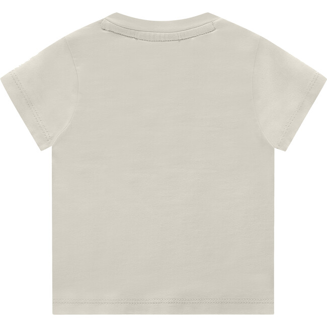 Bird Print Round Neck Short Sleeve T-Shirt, Cream - T-Shirts - 2
