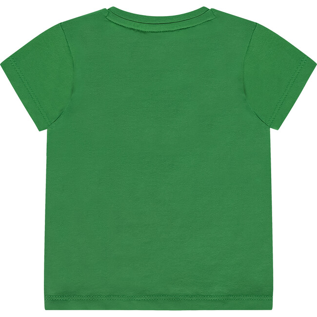 Bird Print Round Neck Short Sleeve T-Shirt, Grass Green - T-Shirts - 2