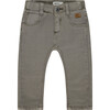 Baby Boy Elastic Waist Slim Fit Pants, Elephant Grey - Pants - 1 - thumbnail