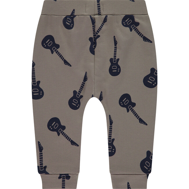 Baby Boy Guitar Print Sweatpants, Elephant Grey