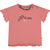 Flower Print Short Sleeve T-Shirt, Candy Pink - T-Shirts - 1 - thumbnail