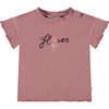 Flower Print Short Sleeve T-Shirt, Mauve Pink - T-Shirts - 1 - thumbnail
