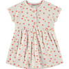 Hearts Print Ruffled Waist Short Sleeve Dress, Ivory & Multicolors - Dresses - 1 - thumbnail