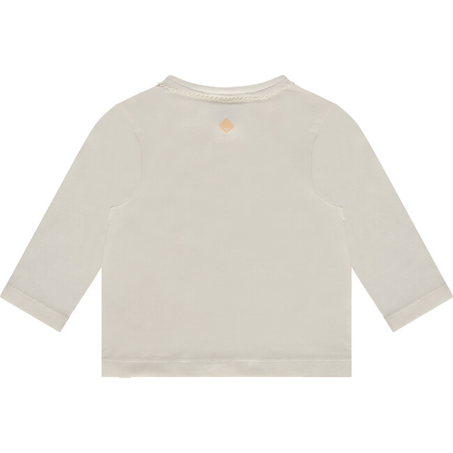 Flowers Print Round Neck Long Sleeve T-Shirt, Ivory