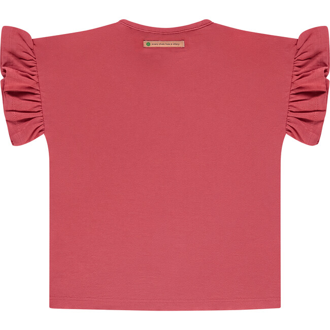 Daisy Ruffled Sleeve T-Shirt, Red - T-Shirts - 2