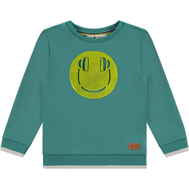 DJ Headphones Crew Neck Pullover Sweatshirt, Turquoise