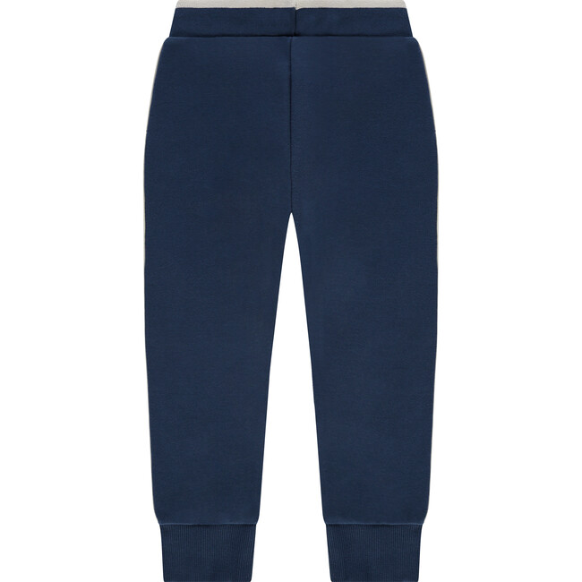 Contrast Side Panel Drawstring SweatPant, Navy & Turquoise