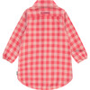 Checkered Long Sleeve High-Low Shirt Dress, Pink - Dresses - 2