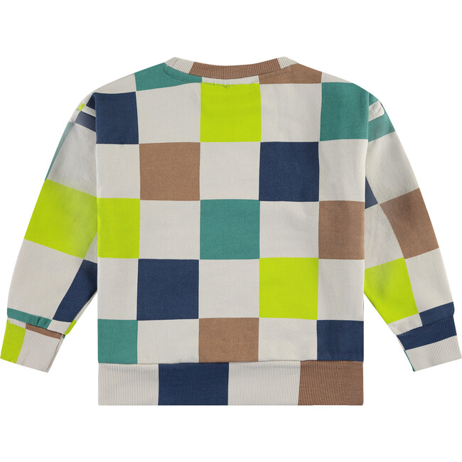 Bold Checkered Crew Neck Pullover Sweatshirt, Multicolors