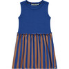 Striped Dress, Blue/Brown - Dresses - 1 - thumbnail