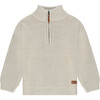 Rib Knit Mock Collar Quarted-Zipped Sweater, Cream - Sweaters - 1 - thumbnail