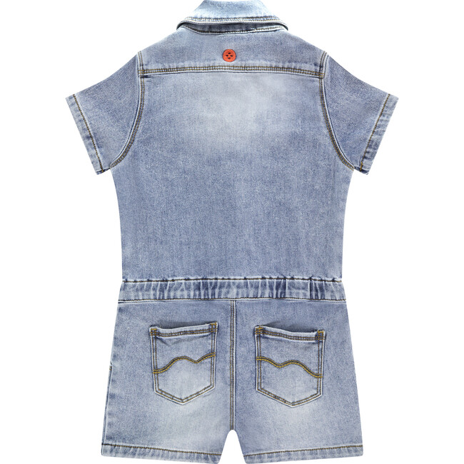 Denim Jumpsuit, Blue - Rompers - 2