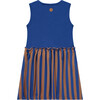 Striped Dress, Blue/Brown - Dresses - 2 - thumbnail